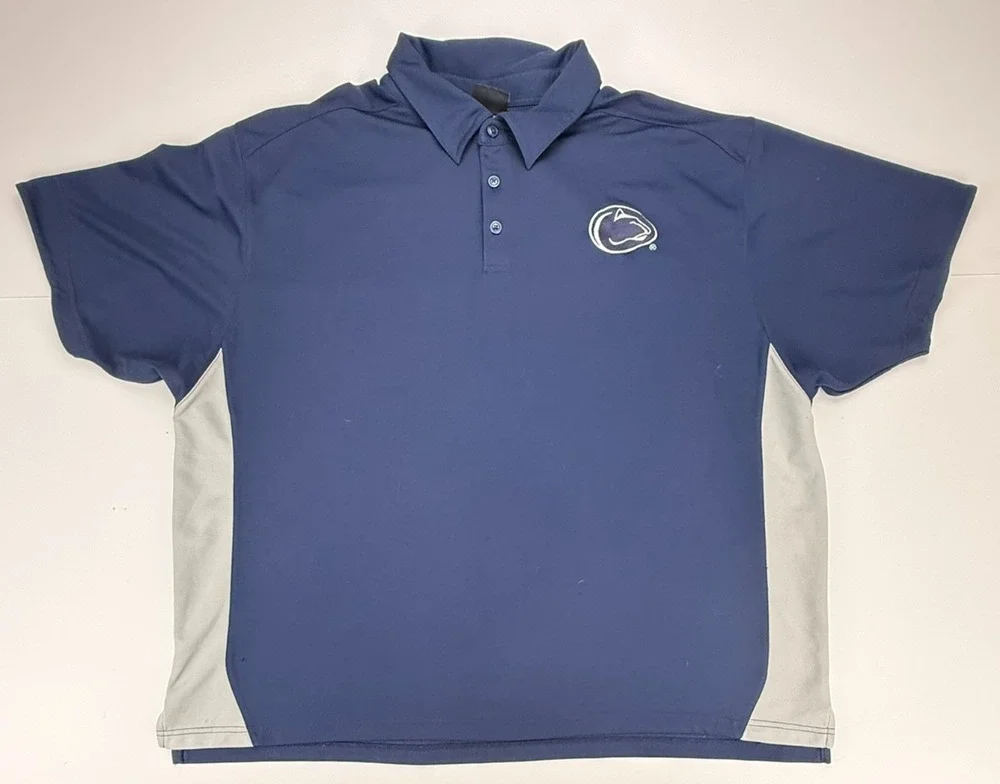 Genuine Stuff Penn State Polo Shirt Mens XXL Navy Blue Gray Nittany Lions Golf